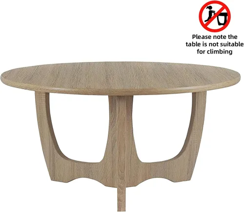 Miniatura 5 de FINECASA Mesa de centro redonda de madera, patas curvas, muebles, sofá de acento, mesa auxiliar para sala de estar, mesa redonda de madera, 36 x 18