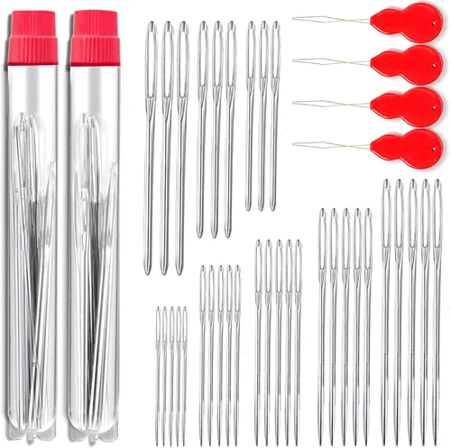 Miniatura 8 de Kits de 26 piezas de tejer de costura, 9 agujas de hilo romo de ojos grandes, 4 agujas de tejido de plástico, 12 agujas de punto coloridas