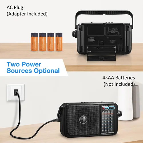Miniatura 4 de Gelielim Radio AM FM portátil enchufable de pared o AA funciona con pilas AA para el hogar/exterior, radio Bluetooth con excelente sonido