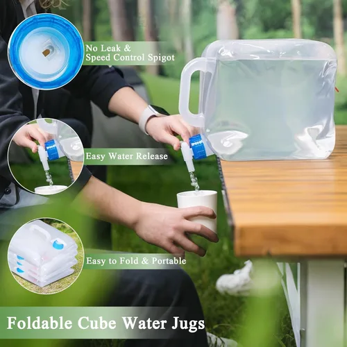 Miniatura 4 de Contenedor de agua plegable con espita y gancho, jarra de agua sin BPA, cubo de transporte plegable, contenedor de almacenamiento de agua