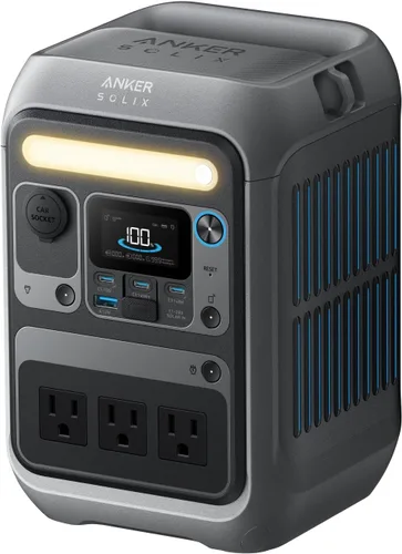 Anker Estación de energía portátil SOLIX C300, batería LiFePO4 de 288 Wh, generador solar de 300 W (pico de 600 W), carga rápida bidireccional de