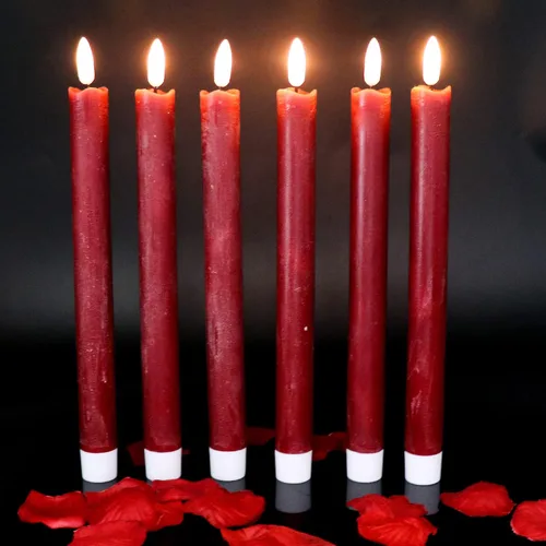 Miniatura 18 de Wondise Velas Cónicas Sin Llama con Control Remoto Temporizador, Candelabros Rojos Cerosos Reales a Batería Velas LED de Mecha 3D para Decoración