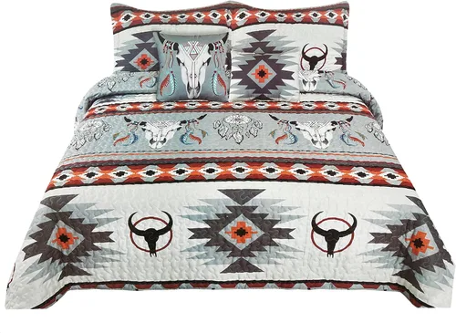 Miniatura 2 de Western Peak Juego de ropa de cama de 5 piezas con fundas y almohadas decorativas (beige, Queen)