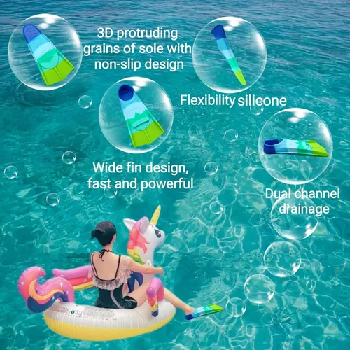 Miniatura 32 de Swimming Training Fins,Comfortable Silicone Flippers for Swimming and Diving,Size Suitable Kids Girls Boys Adult BG-Green Grassland