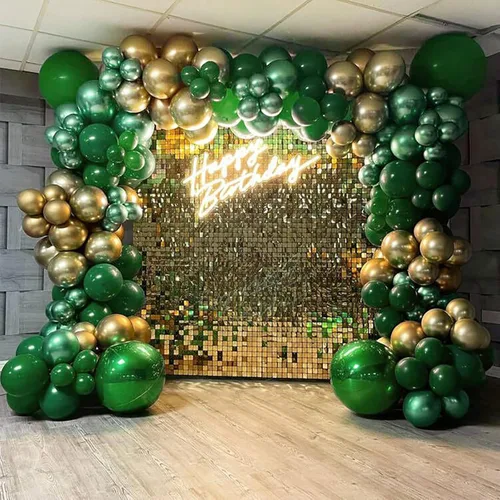 Miniatura 7 de FOTIOMRG 110 piezas de kit de arco de guirnalda de globos verde oscuro, globos de látex verde oscuro de 18/12/10/5 pulgadas de diferentes tamaños