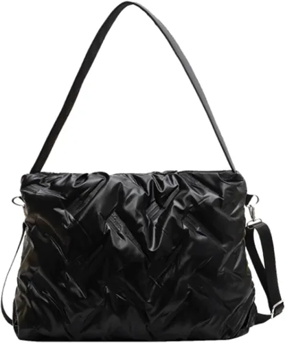 Bolso de mano acolchado para mujer, bolso de mano cruzado con cremallera, bolsa de hombro grande de nailon para el ocio diario
