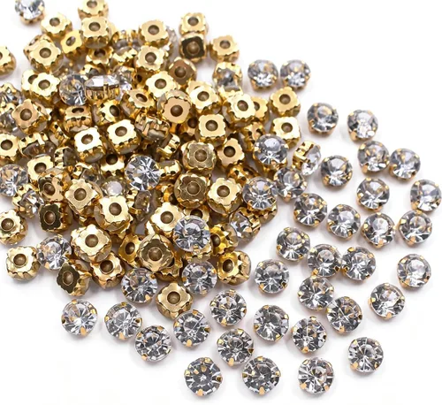 Miniatura 9 de Diamantes de imitación de 0.118 in a 0.394 in (0.394 in, 72 unidades) Metal Claws With Holes, Flatback, Clear Crystal Stones, Sewing Crafts Gems