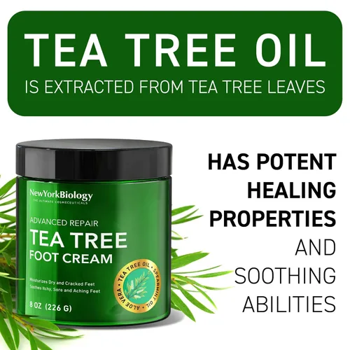 Miniatura 4 de New York Biology - Crema para Pies con Aceite de Árbol de Té para Pies Secos y Agrietados, Pie de Atleta, Hongos en las Uñas, Tiña Inguinal, Tiña