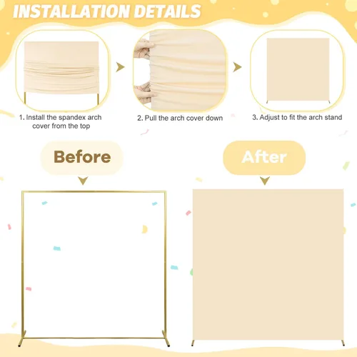 Miniatura 3 de FOTSHARER Cubierta de arco de color beige cuadrada de 6.6 x 6.6 pies, fundas de arco de globos de elastano, telón de fondo elástico para baby