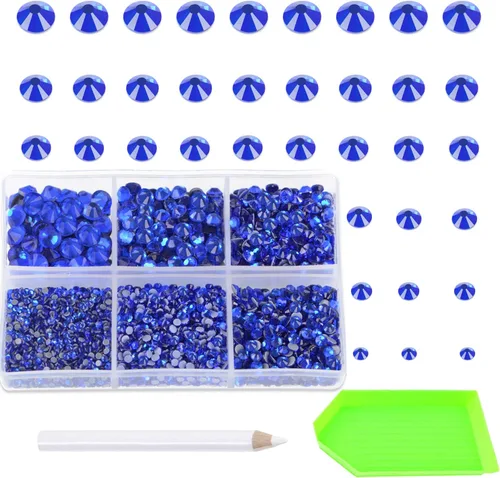 Miniatura 15 de AD Beads 4500 diamantes de imitación termoadhesivos con parte trasera plana, 6 tamaños (0.079-0.236 in), gemas de cristal redondas con pinzas