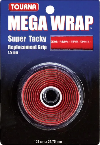 Miniatura 2 de Tourna Agarre de repuesto para tenis Mega Wrap Rojo