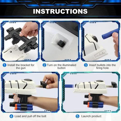 Miniatura 3 de Juguetes de Star Wars Stormtrooper Blaster de Espuma para Niños de 5, 6, 7, 8, 9+ Años, Juguetes de Guante de Poder de Superhéroe con 30 Dardos