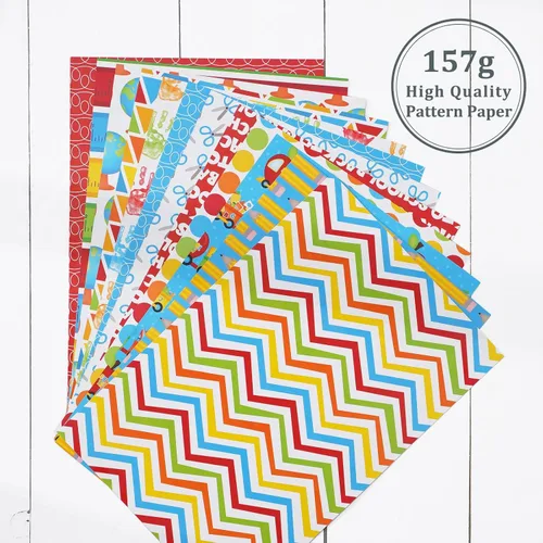 Miniatura 5 de Whaline 60 hojas de papel de doble cara para el primer día de escuela, álbum de recortes, papel especial para hacer tarjetas de fondo decorativo
