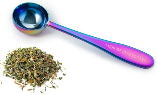 Miniatura 7 de Cuchara de té de hojas sueltas medida Una taza de té perfecto Cuchara de acero inoxidable (azul de los años 50)