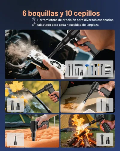 Miniatura 5 de Plumero de Aire Comprimido, 130,000RPM Plumero Eléctrico Inalámbrico Ultrapoderoso con Batería Recargable de 8000mAh, Soplador de Aire Ajustable