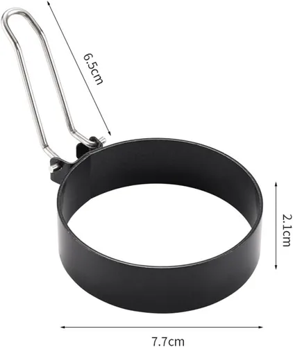 Miniatura 6 de Juego de 2 anillos de huevo de 3.3 pulgadas de acero inoxidable antiadherente con mango de silicona, molde redondo para panqueques de huevo, molde