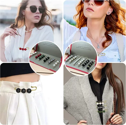 Miniatura 5 de Broche de perlas, alfileres de botón de jeans, sin costura, pernos de seguridad de perlas sintéticas, collar de cárdigan, pasadores de seguridad