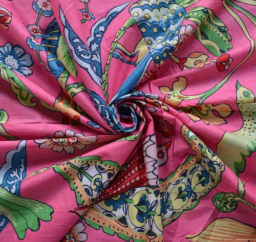 Miniatura 11 de Yard - Tela de gasa de algodón con estampado floral de 45 pulgadas de ancho, color negro, para costura (5 yardas, rosa bebé)