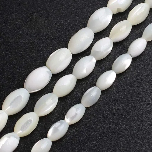 Miniatura 6 de Cuentas de concha de madreperla blanca de arroz, cuentas sueltas de piedras preciosas para hacer joyas, hebras de 15 pulgadas (0.157 x 0.276 in)