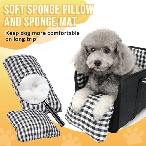 Miniatura 5 de SlowTon - Asiento de auto para perro con consola - Reposabrazos portátil para perros pequeños, asiento de auto para mascotas anti-colapso