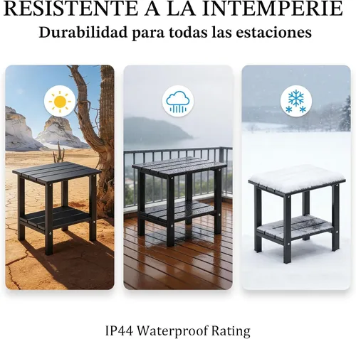 Miniatura 5 de OTSUN - Mesa auxiliar de exterior resistente a la intemperie, mesas pequeñas de patio de 2 niveles para exterior o interior, mesa pequeña
