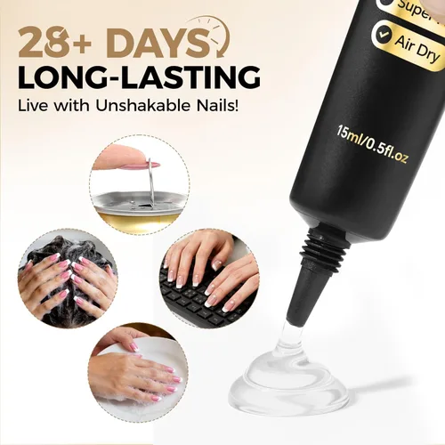 Miniatura 3 de UNA GELLA Pegamento de uñas de gel fuerte sin U V, 0.53 oz* 2 piezas de pegamento de uñas para prensa, no necesita lámpara, uñas semisólidas