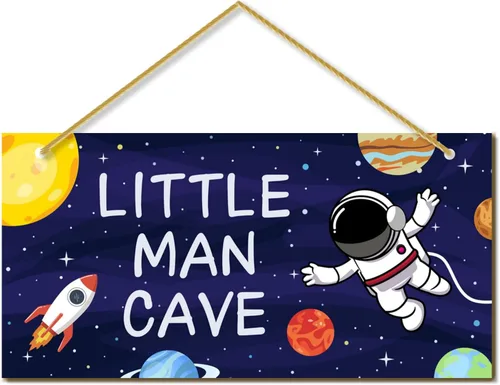 Miniatura 9 de Little Man Cave, decoración de habitación deportiva para niños, letrero de madera para puerta de bebé, decoración de pared para habitación de bebé