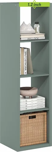 Miniatura 53 de Furinno Organizador de Almacenamiento en Cubos Decorativos con Respaldo Abierto, 4 Cubos, Gris Claro