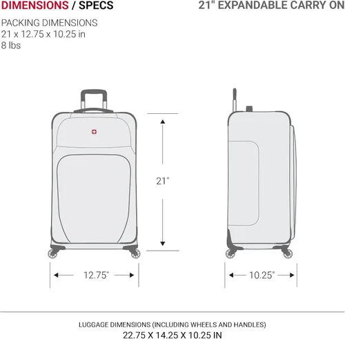 Miniatura 7 de SwissGear Equipaje expandible Sion Softside, Borgoña, 3 Piece Set (212527), Sion Softside - Equipaje expandible