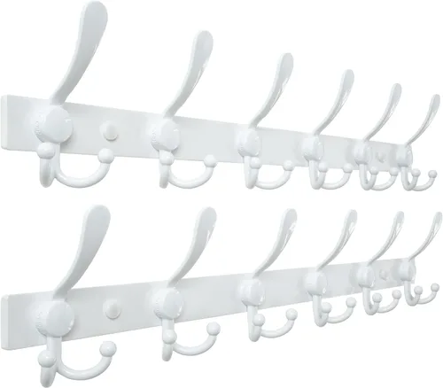 Miniatura 27 de Dseap - Perchero para montaje en pared, base resistente calibre 12 vs Flimsy de 0.039 pulgadas, ganchos sólidos antidesgarros, montaje en perno