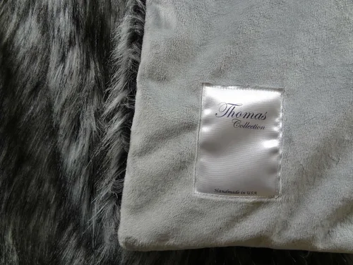 Miniatura 5 de Manta de piel sintética de husky siberiano exótico, piel de husky gris, blanco, negro, manta de piel sintética gris, piel sintética suave de lujo