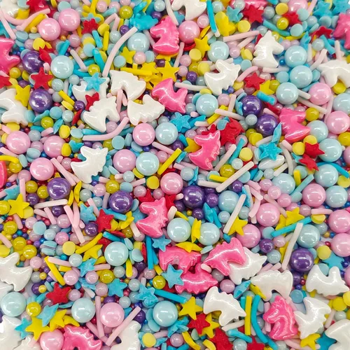 Sentovac Gránulos comestibles de mezcla de unicornio para decorar | Gránulos comestibles para cupcakes para tartas, 1 botella de 3.35 onzas / 3.35