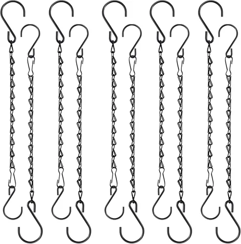 Cadena Fetanten para Colgar Plantas, Cadenas Negras de 10 Pulgadas para Plantas en Macetas Colgantes con Ganchos para Comedero de Pájaros y
