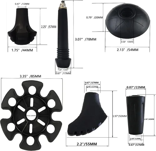 Miniatura 7 de Puntas de bastones de trekking, protectores de goma para senderismo, accesorios de repuesto, para la mayoría de los bastones de senderismo