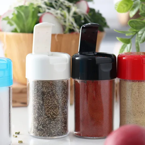 Miniatura 3 de Paquete de 12 saleros y pimenteros de plástico con tapa con bisagras, bolsa de almuerzo antiderrames, para camping, picnic, dispensador de especias