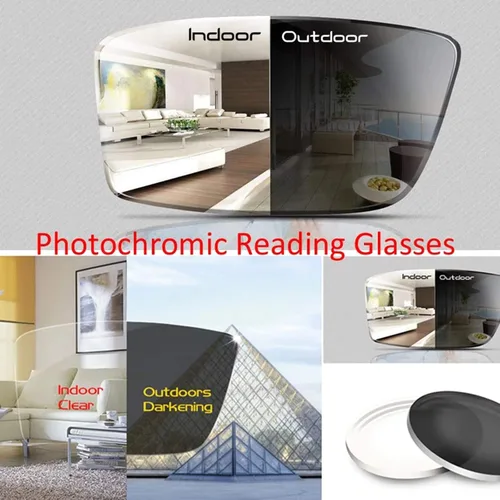 Miniatura 2 de Gafas de lectura de transición de metal para hombre, lentes fotocrómicas ultraligeras para presbicia, lupa Gary