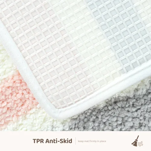 Miniatura 6 de Tapete de baño con rayas, extra suave, absorbente, antideslizante, cómodo, tapete para bañera, ducha, baño, lavable a máquina, 16 x 24 pulgadas, rosa