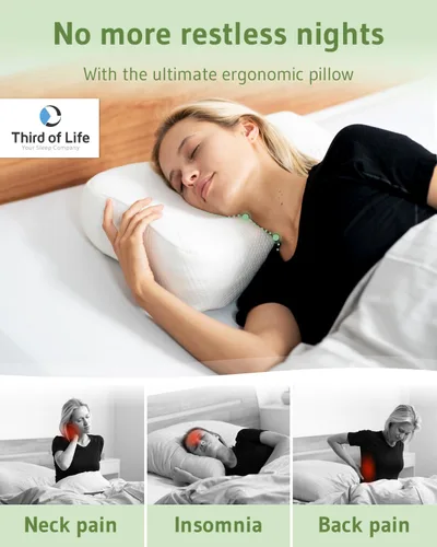 Miniatura 4 de Third of Life Almohada de viaje con espuma viscoelástica de carbón activado Almohada cervical para aliviar el dolor de cuello para personas que