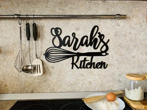 Miniatura 8 de Letrero de cocina de metal personalizado, letrero con nombre personalizado para decoración de granja, arte de pared para la cocina de mamá, regalo