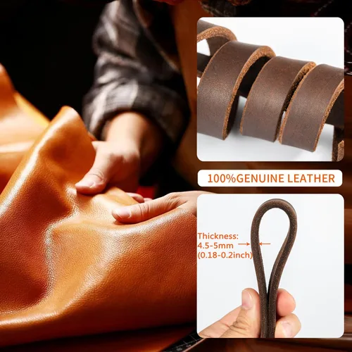 Miniatura 5 de Guiding Star Correa de cuero para perro de 6 pies, correas para perros grandes, resistente, correa de entrenamiento de cuero suave hecha a mano
