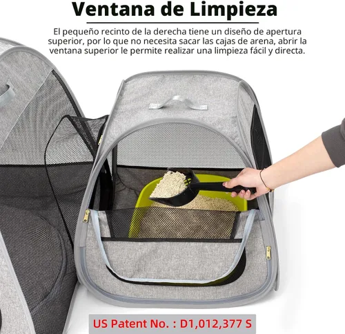 Miniatura 4 de Tenrai Corralito Portátil para Gatos, Diseño Trapezoidal para Mejor Estabilidad, Carpa Plegable para Mascotas para Uso Interior y Exterior