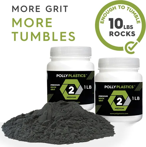 Miniatura 3 de Polly Plastics Rock Tumbler - Recambio de grano medio, grano medio de carburo de silicio 180/220, etapa 2 para rodar piedras (paquete de 2)