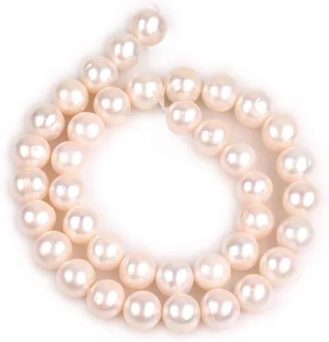 Miniatura 5 de Cuentas de perlas cultivadas de agua dulce para hacer joyas, piedras preciosas naturales semipreciosas de 0.394-0.433 in, color blanco, 15 pulgadas