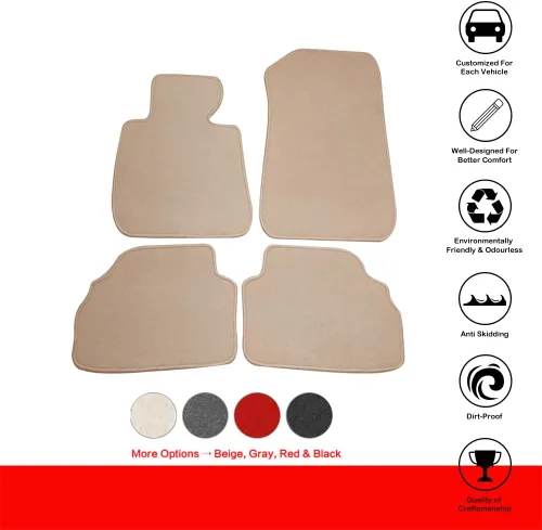 Miniatura 2 de IKON MOTORSPORTS, tapetes para piso compatibles con BMW E92 3-Series, 2007-2013 delantero y trasero beige 4 piezas de nylon para alfombras de piso