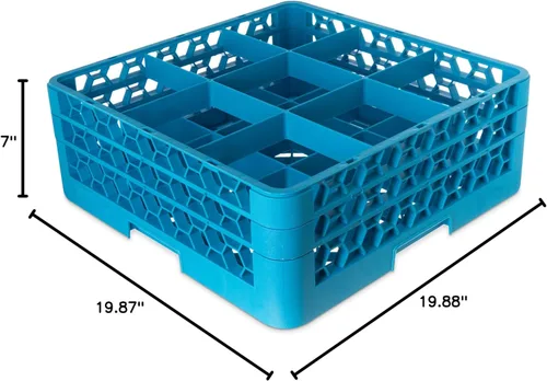 Miniatura 3 de Carlisle FoodService Products RG9-214 OptiClean Estante de vidrio con 9 compartimentos con 2 extensores, 7.12 pulgadas, polipropileno, azul