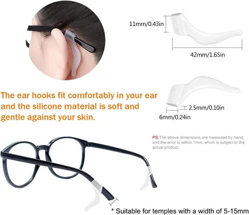 Miniatura 5 de PTSLKHN Ganchos de silicona suave para las orejas, 10 pares de lentes antideslizantes para lentes, lentes de sol, lentes de lectura