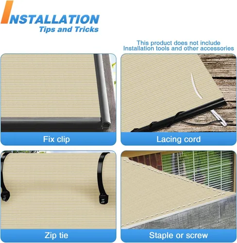 Miniatura 5 de TANG Rollo de tela para sombra solar, 8 x 50 pies, tela de sombra para jardín, color beige, malla de HDPE, cubierta de pérgola, toldo de repuesto