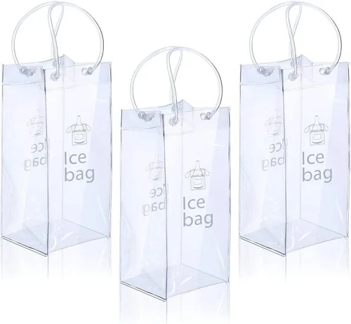 Miniatura 9 de Bolsa de vino de hielo, portátil, plegable, transparente, con asa, para fiestas, exteriores, champán, cerveza fría, vino blanco, bebidas frías