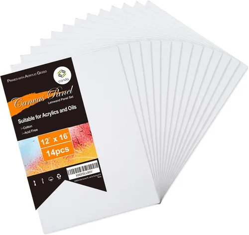 Miniatura 16 de conda Lienzos para pintar de 9 x 12 pulgadas, paquete de 24 tableros de lienzo blanco en blanco, imprimados, 100% algodón, paneles de lienzo