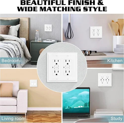 Miniatura 4 de Placa Decorativa de Pared de Borde Moderno de 2 Enchufes, Cubierta para Interruptor de Salida, Doble Decorador, Placa Frontal Eléctrica